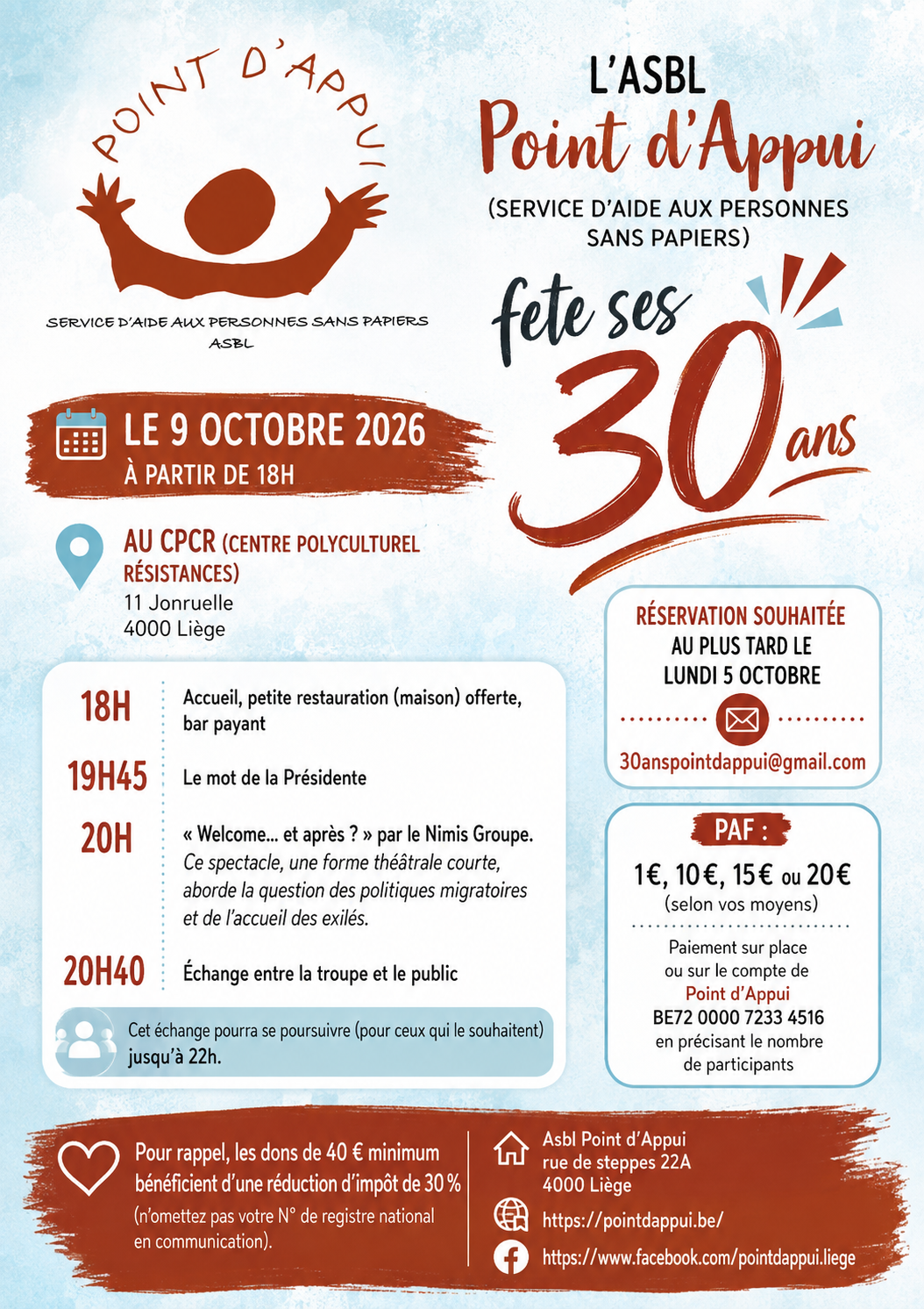 Affiche pour les 30 ans de point d'appui le 9 octobre 2026